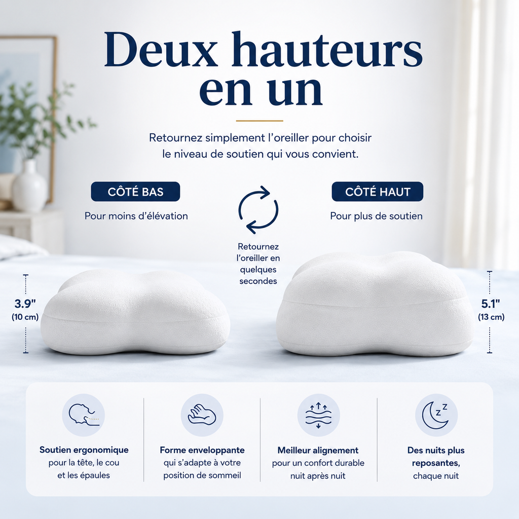 Soleya™ — Oreiller Ergonomique Confort & Alignement